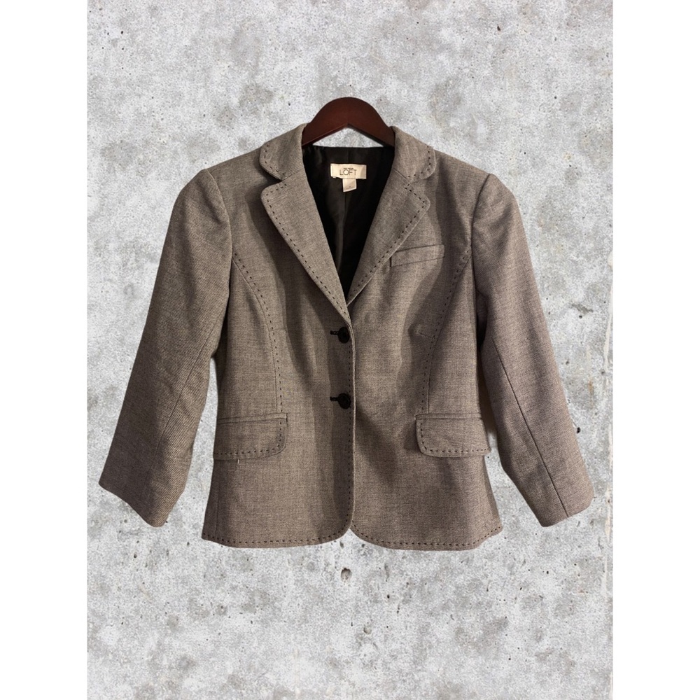 Loft Blazer Gray Exposed Stitches Peplum Blazer - Picture 1 of 4